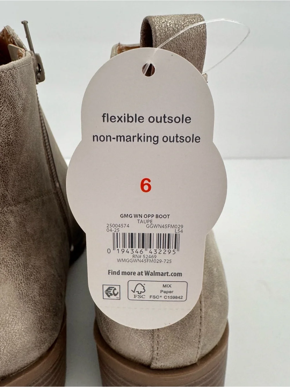 Girls 6 Taupe Ankle Boots Booties Side Zip Low Heel Chelsea Casual Fashion Shoes